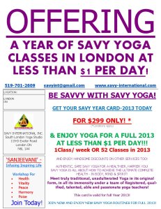 Yoga Hot Deal SAVY Year Card 2013